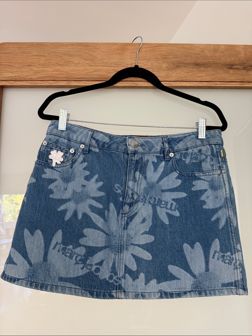 Heaven by Marc Jacobs Denim Floral Print Mini Skirt